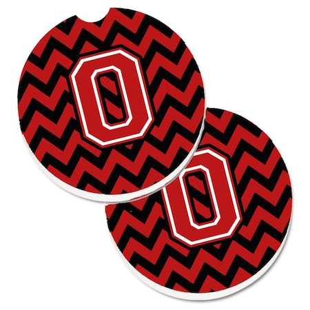 Carolines Treasures Letter O Chevron Black and Red Set of 2 Cup Holder Car Coaster CJ1047-OCARC